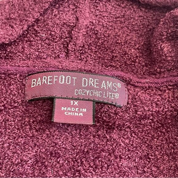 Barefoot Dreams CozyChic Ultra Lite® Hi/lo Cardi Sweater Maroon Size 1X - Picture 7 of 8